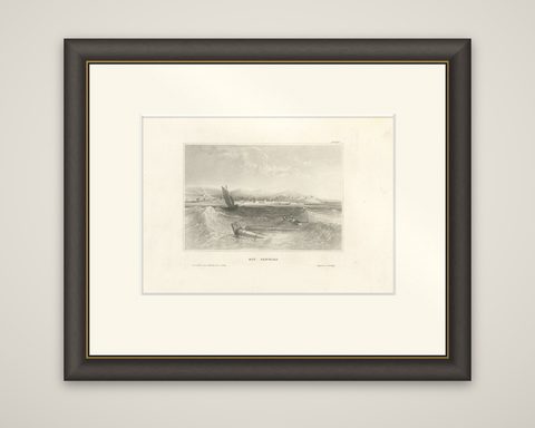 Antique Engraving of Rio de Janeiro, Harbor View by Schröder & Kunike, 1830s, shown framed
