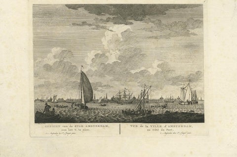 Antique Print with a View of Amsterdam from the IJ Dock by H. Schouten, view 4