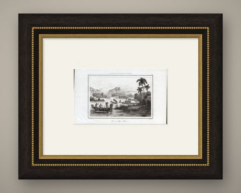 Antique Print of Dory Harbour, New Guinea, 1836, shown framed