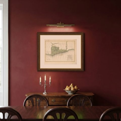 Antique Map of the Dutch Gold Coast in Africa by Van den Bosch '1818', shown framed on a wall