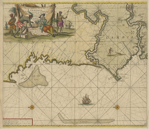 Orginal Antique Sea Chart of the Western Coast of Africa, circa 1697, view 3