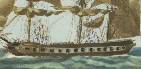 Maritime Salute: The Elegance of 18th-Century Naval Grace, circa 1920, close-up 1
