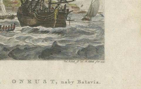 1779 View of Onrust Island Near Batavia with VOC Shipyard Activity, close-up 1