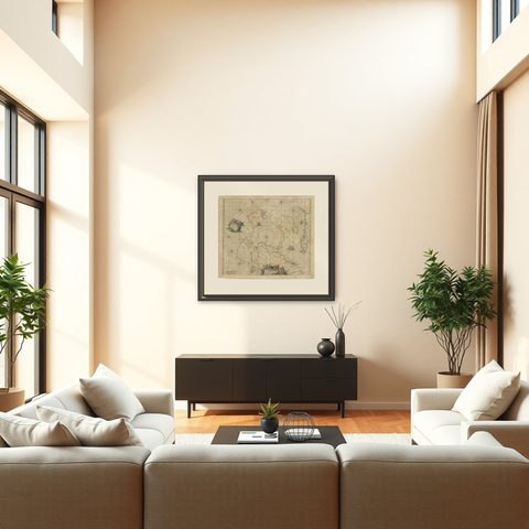 1690 Frederick de Wit Sea Chart of Hudson Bay, Baffin Bay and Greenland, shown framed in a room