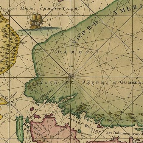 Greenland & North America, Antique Sea Chart by Frederick de Wit, 1745, close-up 2