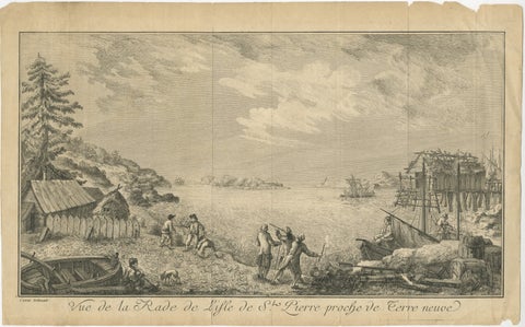 View of the Harbor of St Pierre, Newfoundland, Early French Coastal Engraving, view 2