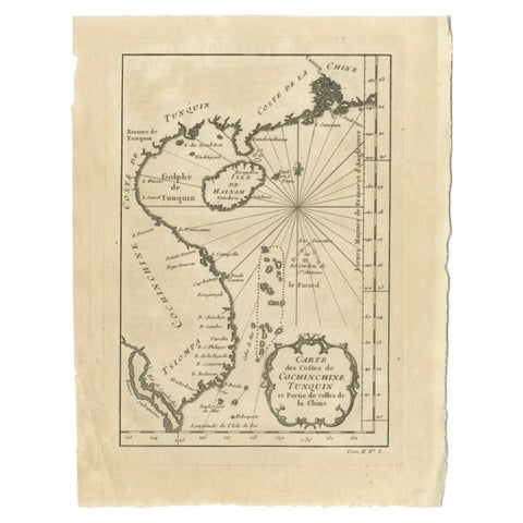 Antique Map of the Coast of China by Bellin, 1752