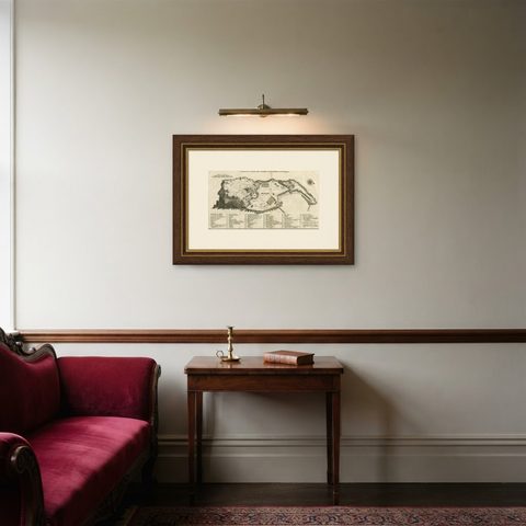 Detailed Map of the Island of Gorée off of the Coast of Dakar, Senegal, 1747, shown framed in a room