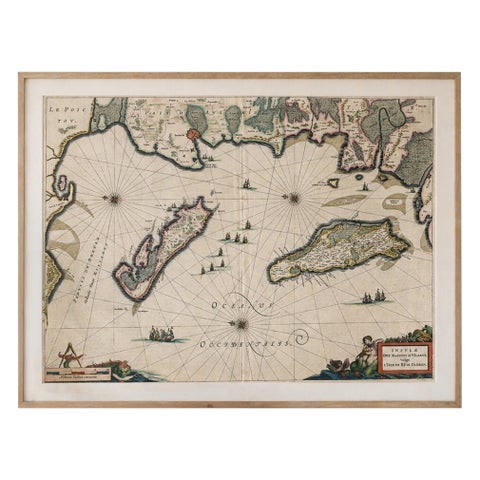 Blaeu Map of Île de Ré & Oléron, La Rochelle Coast France, c.1642