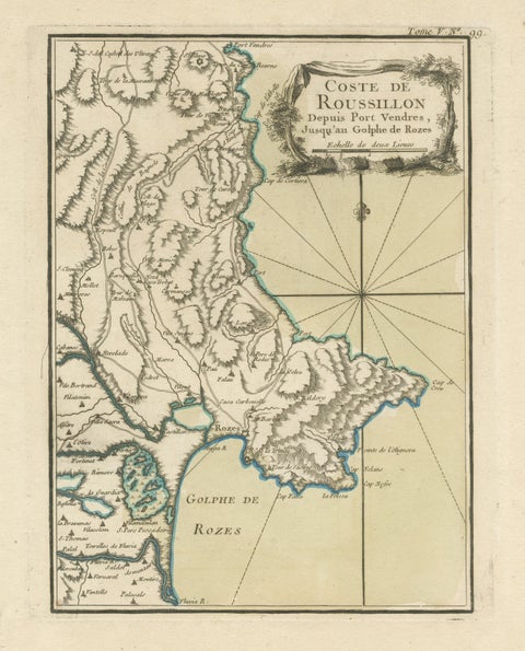 Antique Map of the Coast of Roussillon, France, view 3