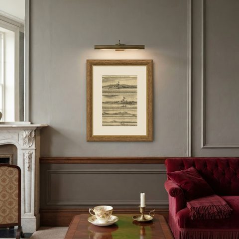 Rare Engraving of Dutch and Danish Forts on the West African Gold Coast, 1744, shown framed on a wall