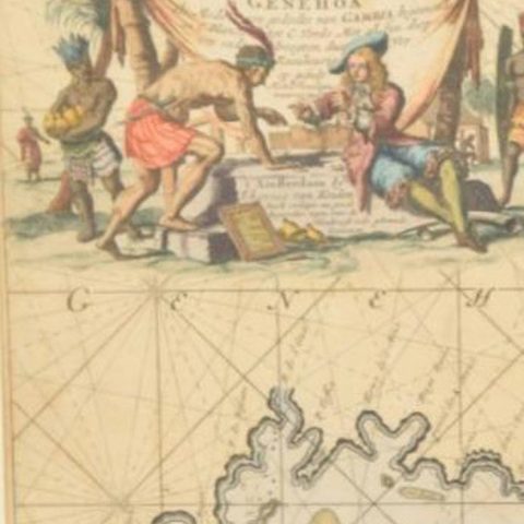 Original Hand-Coloured Nautical Chart of West-Africa, c.1680, close-up 1