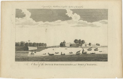 Antique View of Batavia Port Jakarta, Dutch VOC Fortifications 1778, view 2