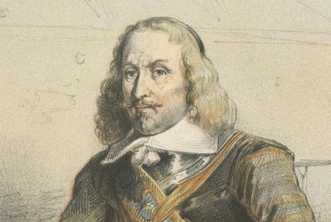 Witte Corneliszoon de With Aboard Ship, 19th-Century Hand-Colored Lithograph, close-up 3