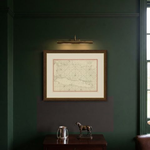 Antique Sea Chart Java Indonesia, Mannevillette Neptune Oriental 1775, shown framed on a wall