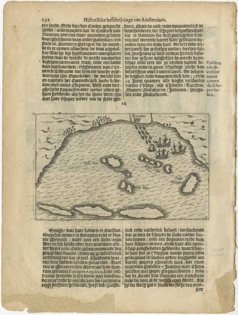 Small Map of Bantam with Dutch Ships and an Engraving of Portugese, 1614, view 3
