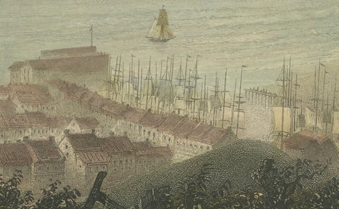 Tranquil View of The Solway from Harrington Harbour in England, 1841, close-up 2