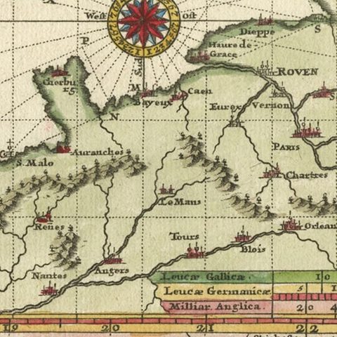 Two Charts of The English Channel, Each Adorned with Nice Compass Roses, ca.1700, close-up 2