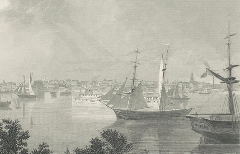The City of Detroit, View from Canadian Shore, Antique Harbor Engraving, c.1872, close-up 3