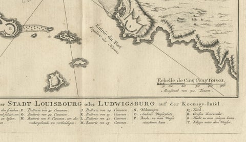 Plan of Louisbourg Harbor and Fortress, Cape Breton Island, c.1756, close-up 3