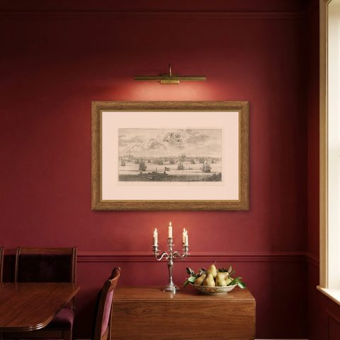 Maritime Majesty: The 17th-Century Skyline of Kalmar in Sweden, 1693, shown framed on a wall