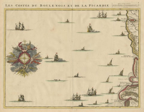 Antique Map of the French Coast at Boulogne and Picardy, view 3