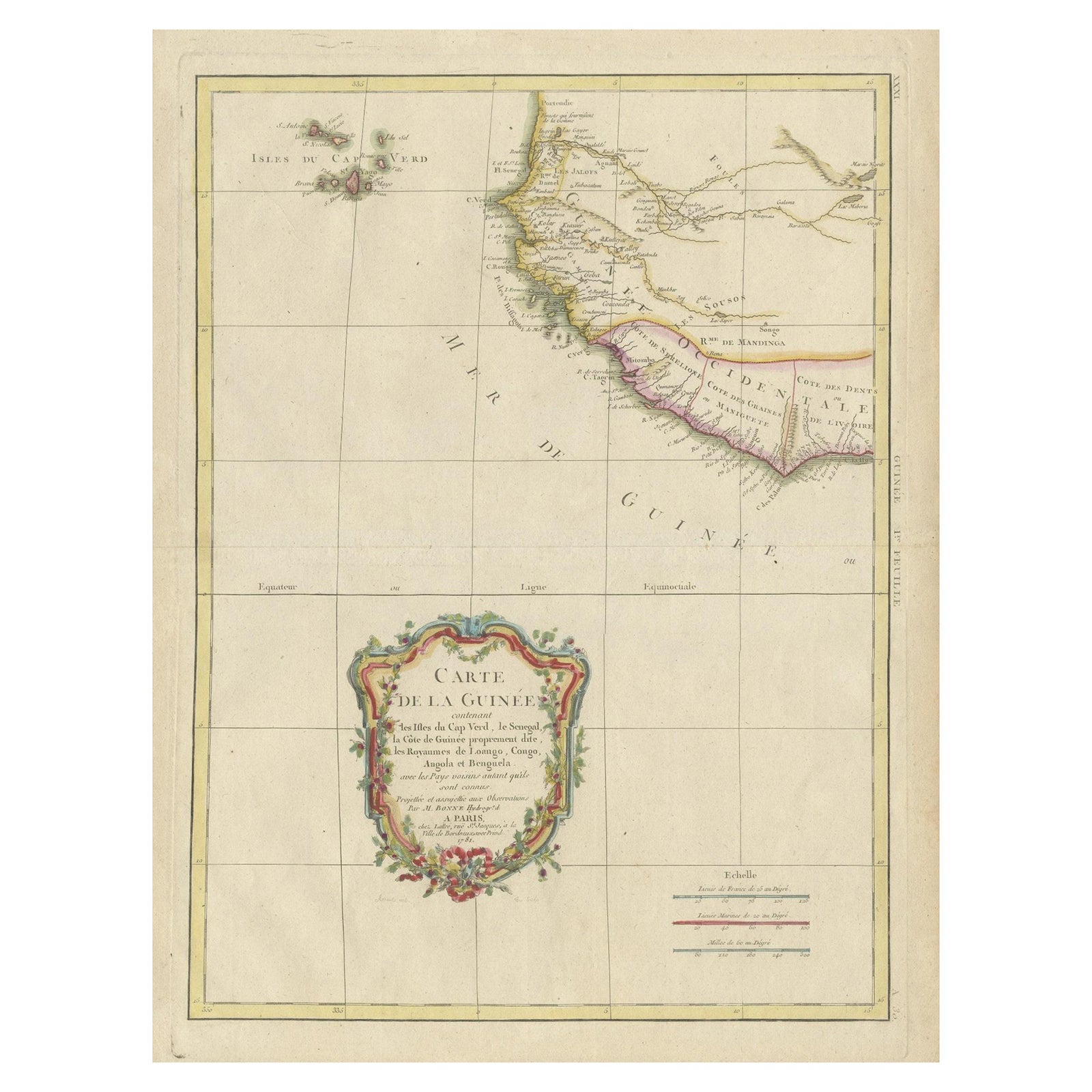 Antique Map of the Coast of Guinea and the Cape Verde Islands