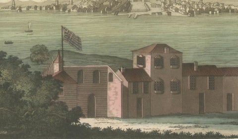 Boston Harbor View from Castle William, Hand-Colored Aquatint by Fumagalli, 1827, close-up 3