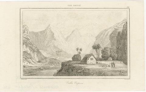 Hawaiian Volcanoes & Valleys, Antique Voyage Engravings, Renzi, Paris 1836, view 3