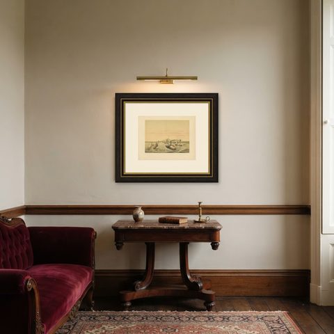 Antique Print of the Ciliwung Paddle Steamer by M.T.H. Perelaer, 1888, shown framed in a room