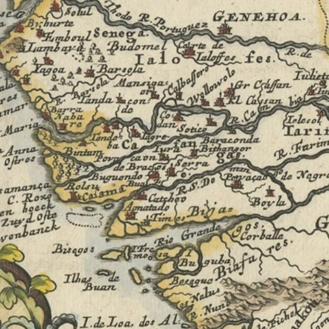 Antique Map of the Coast of Africa and the Cape Verde Islands, ca.1680, close-up 2