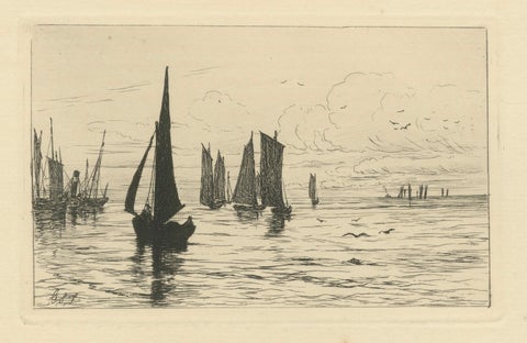 George S. Ferrier, Maritime Etchings, Fishing Boats, 1879 Set, close-up 2