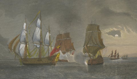 French-British Naval Battle of Negapatam, India, c.1840, close-up 4
