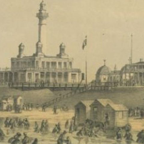Antique Print of the Lighthouse and Surroundings of Oostende by Buffa, c.1852, close-up 2