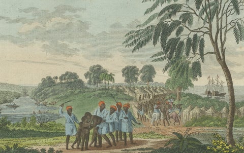 Bertuch African Slave Trade & Slave Ship Engraving, 1805, close-up 3