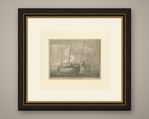Views of Dutch Vessels, Maritime Engraving after 1684 Drawing, Published 1802, shown framed