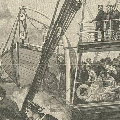 Antique Print of the Prince of Wales Starting the Jubilee Yacht-Race, 1887, close-up 2