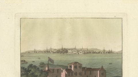Boston Harbor View from Castle William, Hand-Colored Aquatint by Fumagalli, 1827, close-up 5