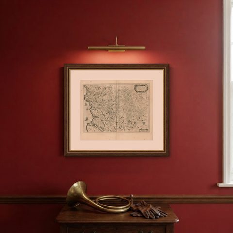 Antique Map of the Coast of Artois by Janssonius, 1657, shown framed on a wall