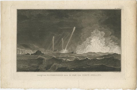 Antique Print of Three Whirlwinds and a Ship off the Coast of New Zealand, 1803, view 2