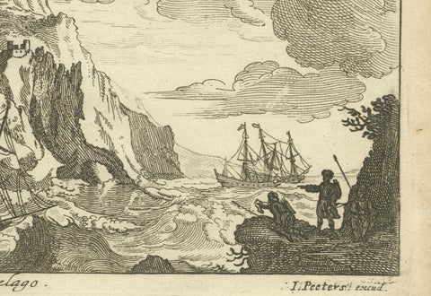 Fortified Island in the Aegean Archipelago with Ships at Sea, circa 1680, close-up 2