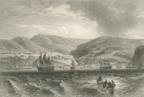Rare Antique Engraving, Havana, Cuba, Harbor and City Landscape, 1867, close-up 4