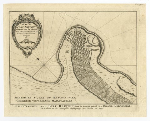 Antique Plan of Fort Dauphin on Madagascar of the East Coast of Africa, 1756, view 2