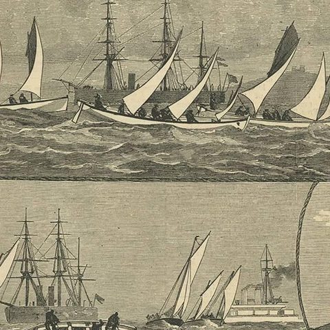 Antique Print of the Mediterranean Fleet Regatta at Palma, 1881, close-up 1
