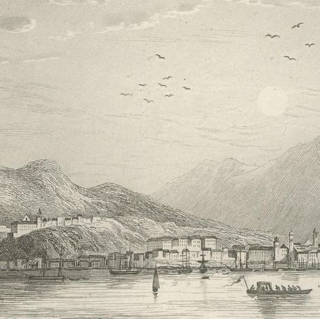 Antique Print of the Harbor of Rio de Janeiro by D'Urville (1853), close-up 1
