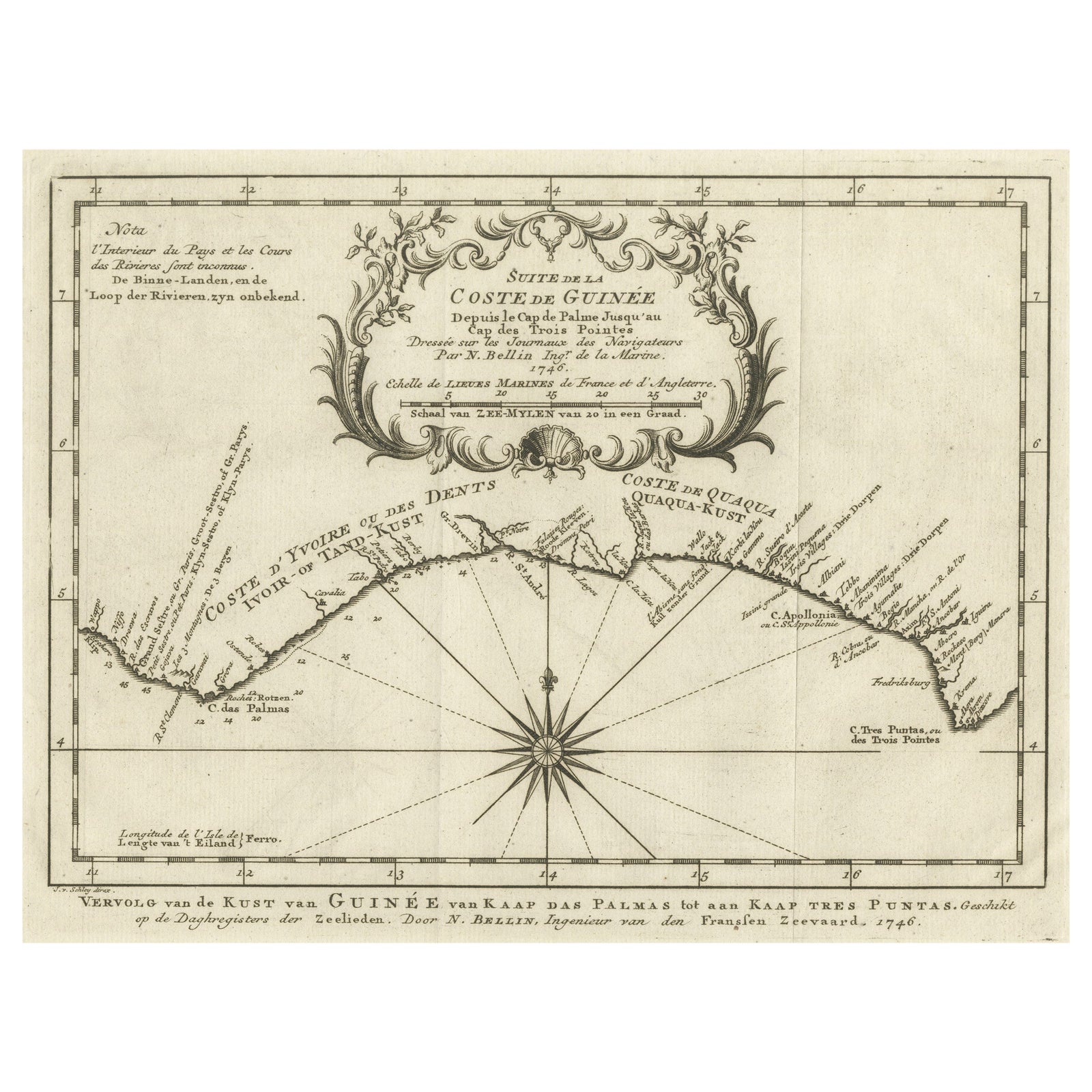 Antique Map of the Coast of Guinea from, Cape Apollonia to the Volta River