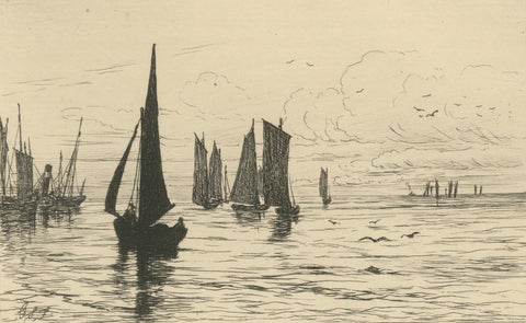 George S. Ferrier, Maritime Etchings, Fishing Boats, 1879 Set, close-up 4
