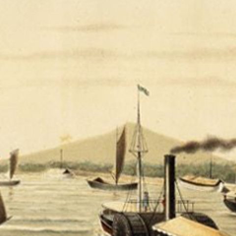 Antique Print of the Ciliwung Paddle Steamer in Tanjung Priok Harbour, Batavia, close-up 2