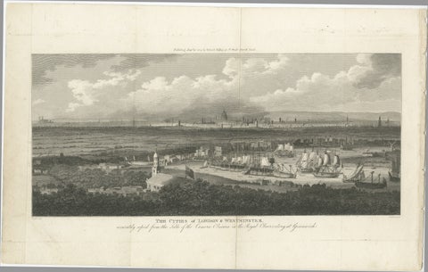 Rare City View of London and Westminster, Showing Many Battles Ships, 1804, view 2
