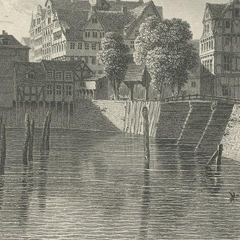 Antique Print of the Port of Hamburg by Wallis, 'c.1880', close-up 1